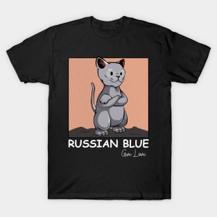 Russian Blue - Cute Cartoon Cat Comic Cats T-Shirt